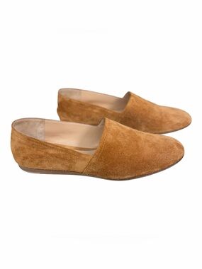 Gianvito Rossi Camel Cognac Flat Suede Loafers. Made In Italy Quiet Luxury